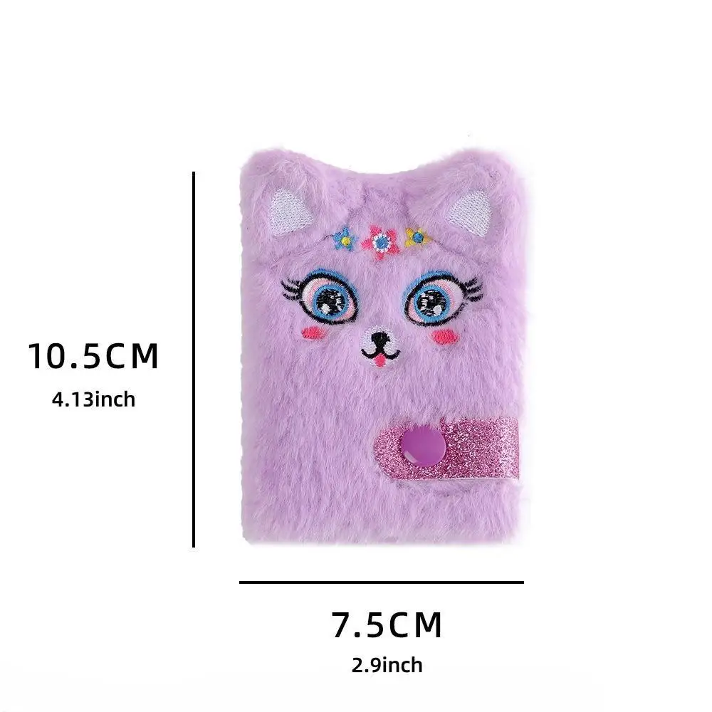 1Count Cute Animals Design Plush Mini Pocket Notebook with 80Sheets Blank Inner Pages,Stationery Supplies for Home School Office