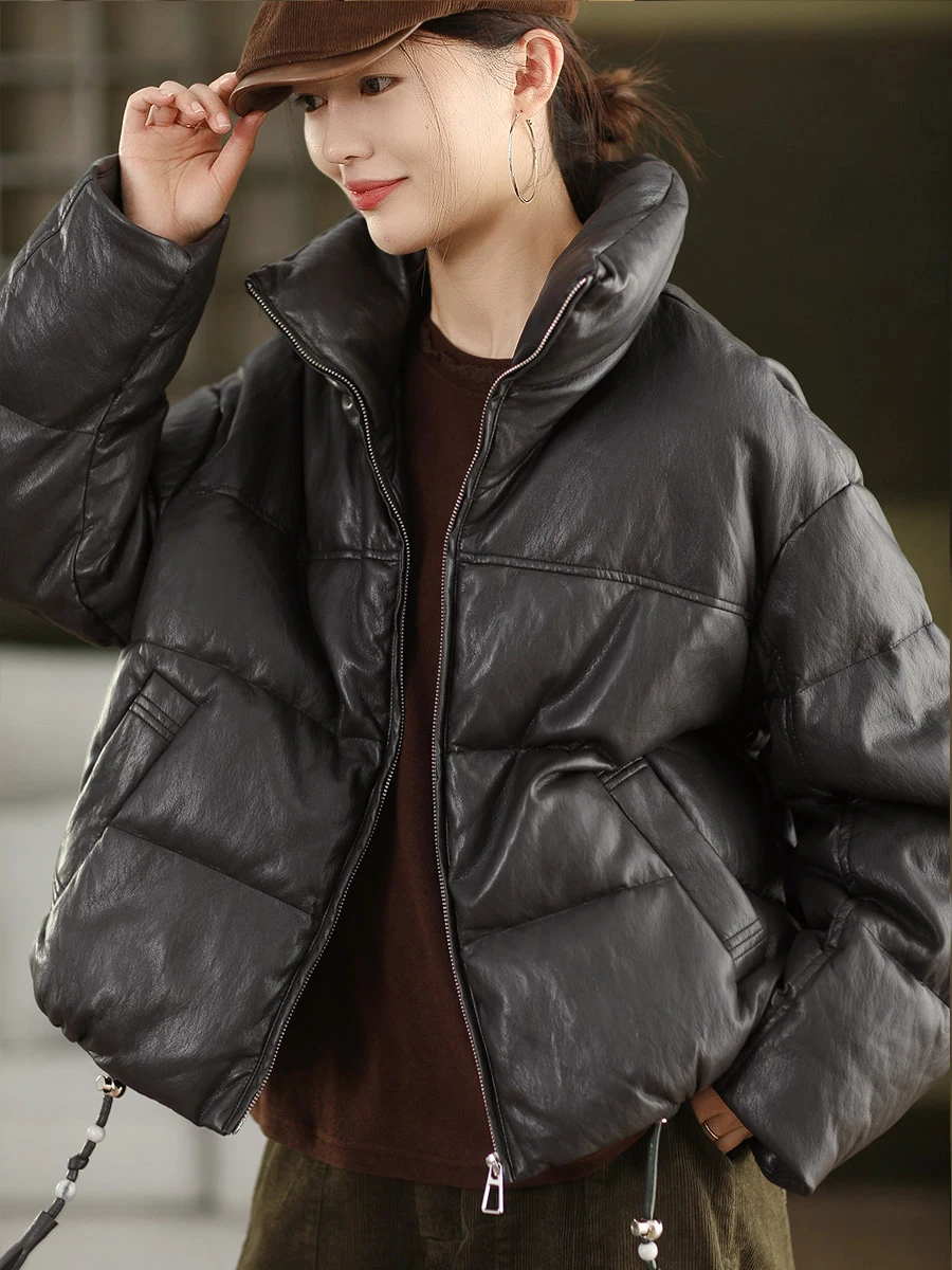 

Пуховик Winter Jaet Thiened Warmth Du, утепленный, из протеиновой кожи, на молнии, винтажный стиль, удлиненный, прямой крой, стандартная посадка