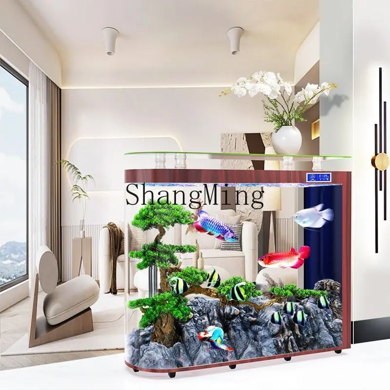 

FG Indoor Fish Tank Golden Aquarium Office Bullet Living Room Family Fish Tank