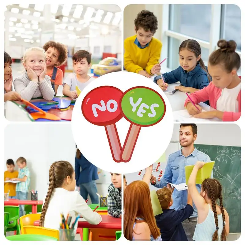 Yes No Hand Signs 2X Auction Paddles Quick Response Signs Reusable True False Paddles For Teacher Student Interaction