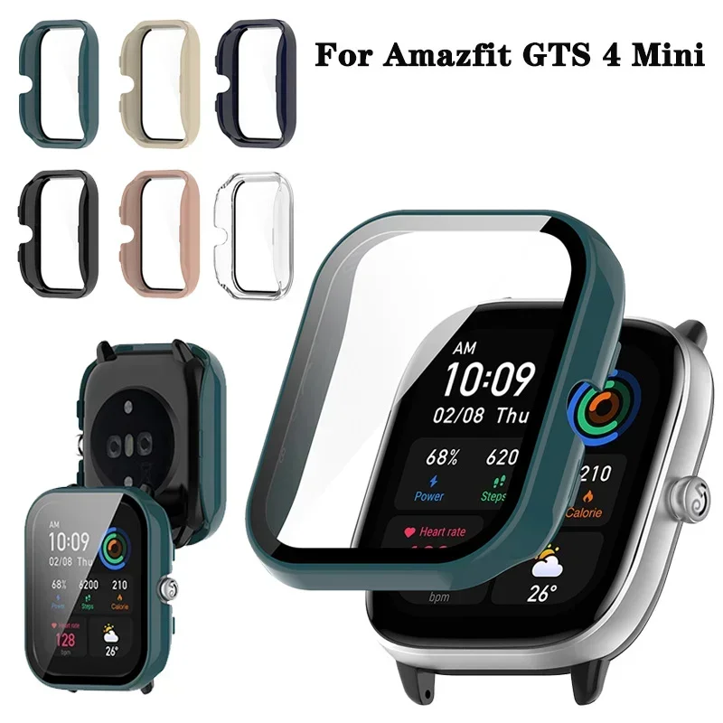 Housse PC + verre pour Huami Amazfit GTS 4 GTS 4 Mini montre intelligente, étui de protection pare-chocs pour Huami Amazfit Bip 5 3 Pro/Active(A2211)