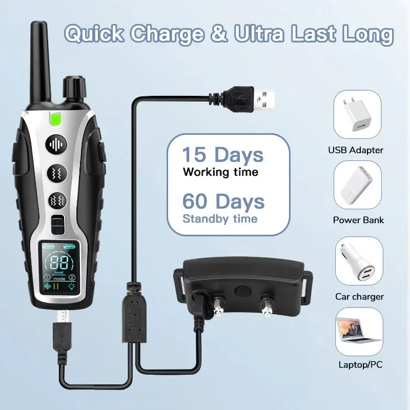 Best Waterproof Dog Training Collar Remote Sustainable Shock Free Two-Way Communication Technology 3 Modes of Bark Control