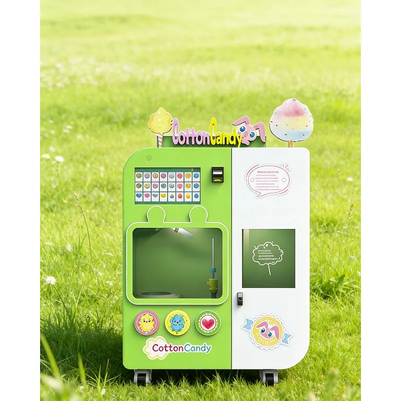 Factory Direct Automatic Cotton Candy Vending Machine Commercial Robot Candy Floss Maker Colorful for Kids Party Business Profit
