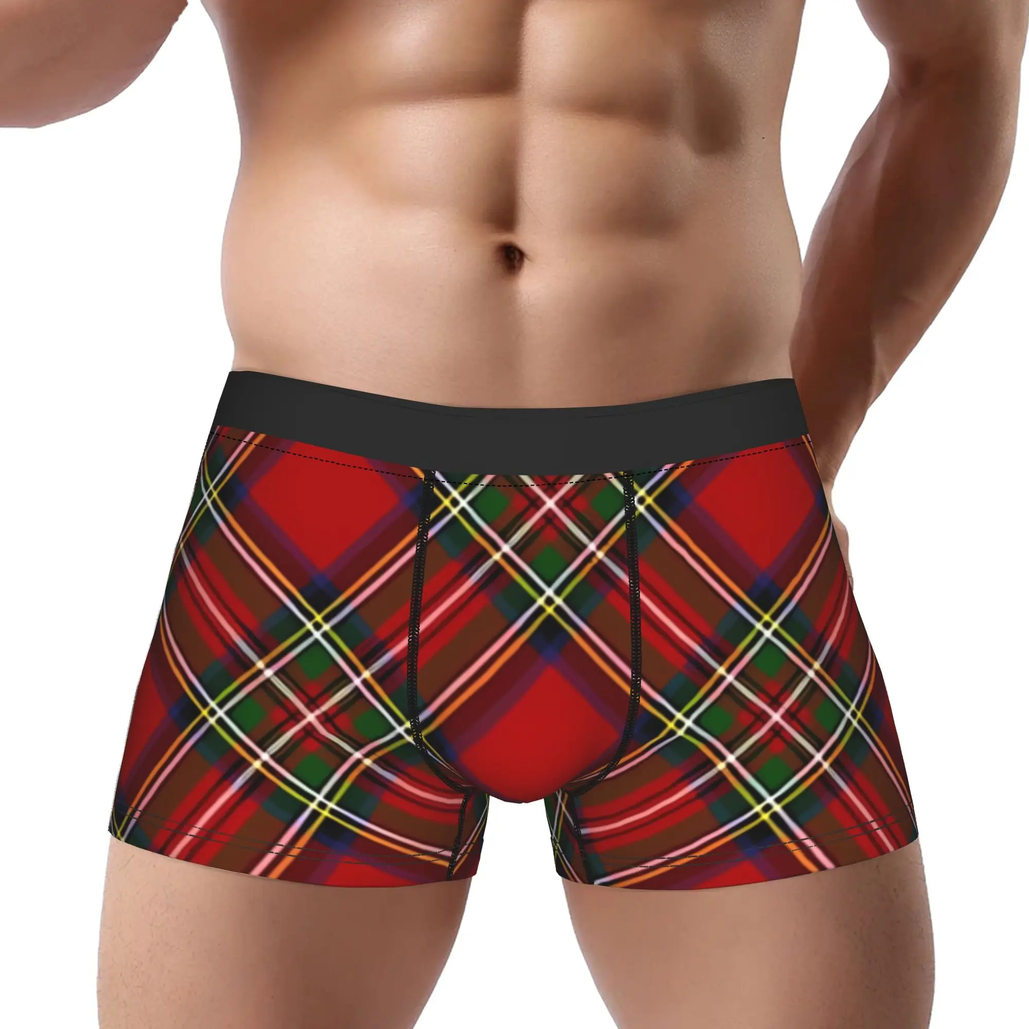 

Royal Stewart Cross Plaid Scottish Tartan Underpants Breathbale Panties Man Underwear Print Shorts Boxer Briefs