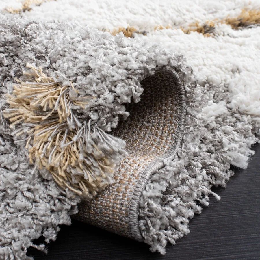 Horizon Konstantinos Abstract Shag Area Rug Grey Gold 4' x 6' view 5