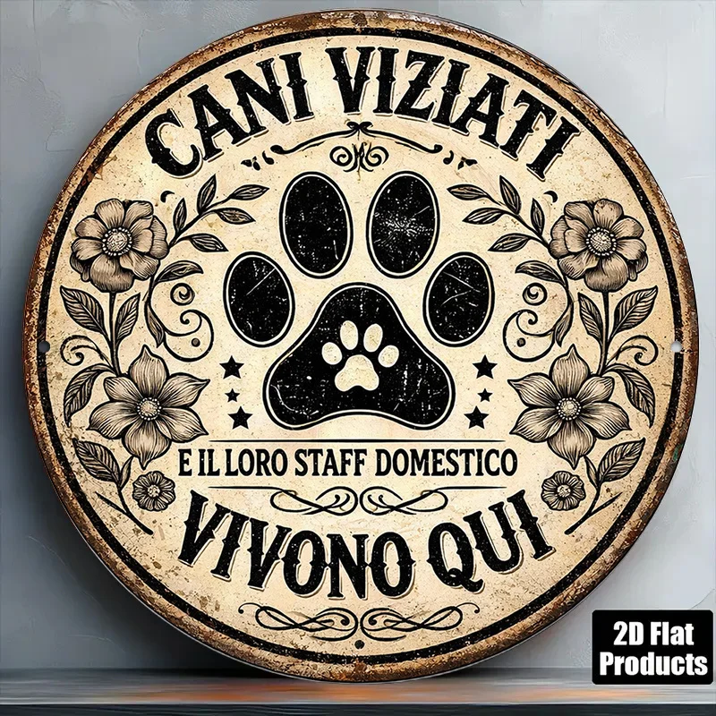 2D Flat Round Sign, Vintage Plaque about 