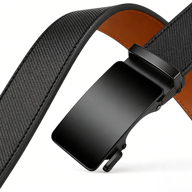 

Men's Genuine Leather Belt Alloy Automatic Buckle Men Waist Straps Fashion Cowhide Luxury Waistband for Carbon Fiber Texture