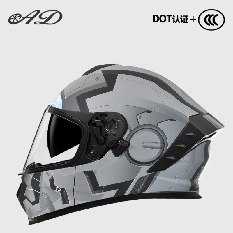 

Dot Certified Motorcycle Helmet Men's Four Seasons Universal Motorcycle Helmet Autumn and Winter Warm Full Helmet