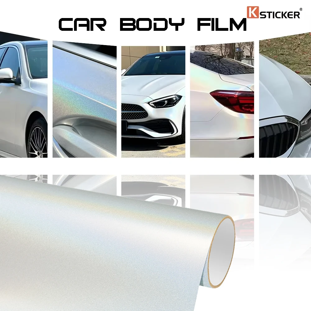 

Matte Iridescence Laser White Wrap Sticker - Non-Gloss Color Change Vinyl for Car Motorcycle DIY Wrapping Protection Accessories