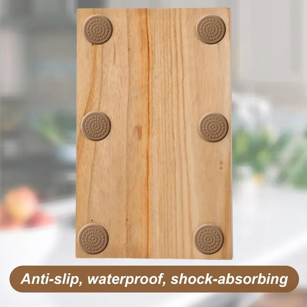 8pcs 4x4cm Non-Slip Chopping Board Stabilisers Silicone Feet Self-Adhesive Kitchen Tool Set Waterproof Noise Reduction Brown