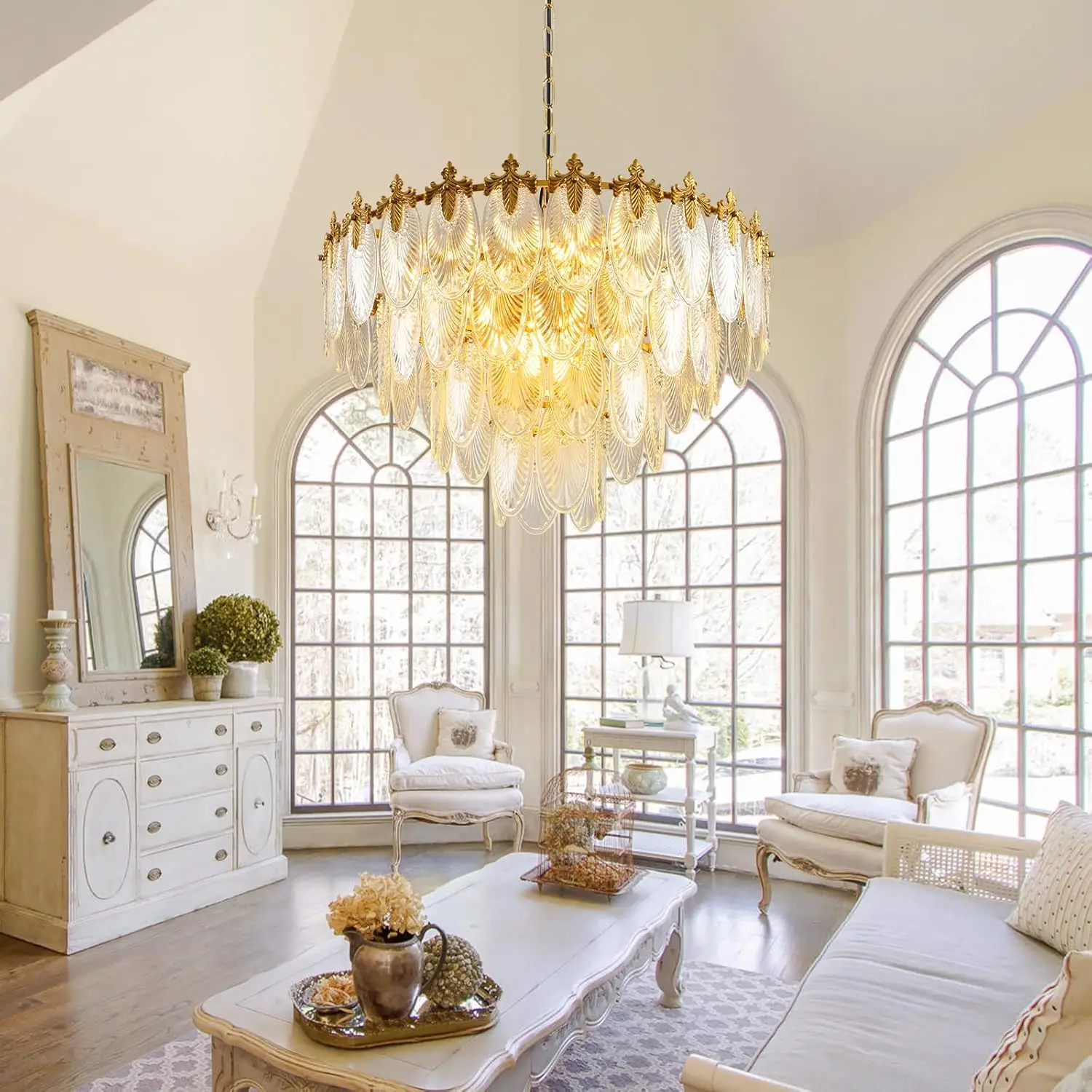Modern Large Crystal Chandelier Antique Ceiling Pendant Lightadjustable Height For Foyer Living Room Bedroom And Dining Room