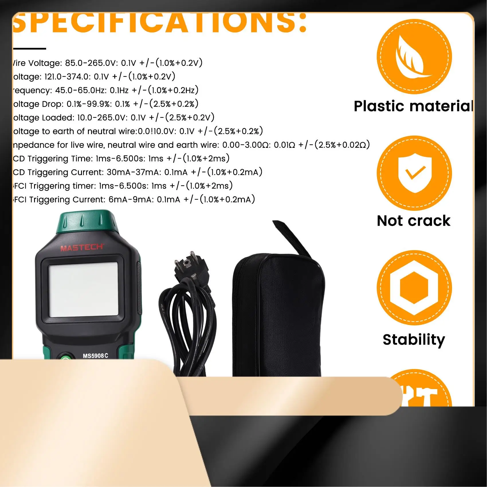 

X40A_XA-MASTECH Тестер анализатора цепей Тестер розеток Тестер трех кабелей Анализатор переключателей Анализатор цепей MS5908C-EU Вилка европейского стандарта