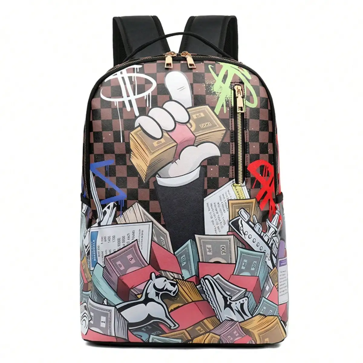 Cartoon Print Backpack Ergonomic Spine Protection Schoolbag For Teens & College Students