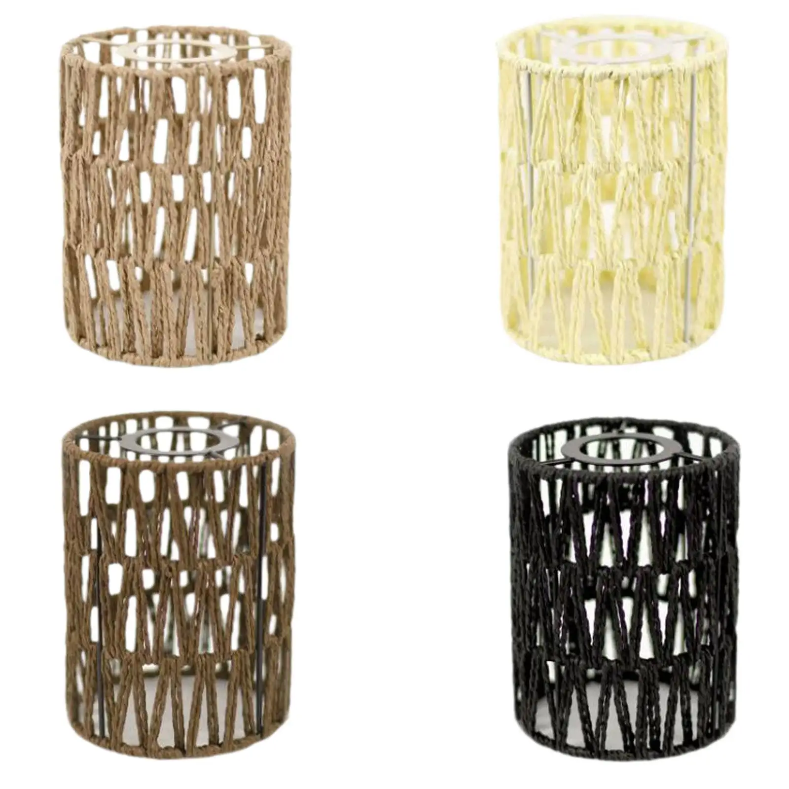 Woven Paper Rope Lamp Shade Boho Shades Replacement ,Retro Decorative Handwoven Cylinder for Home Kitchen Restaurant,