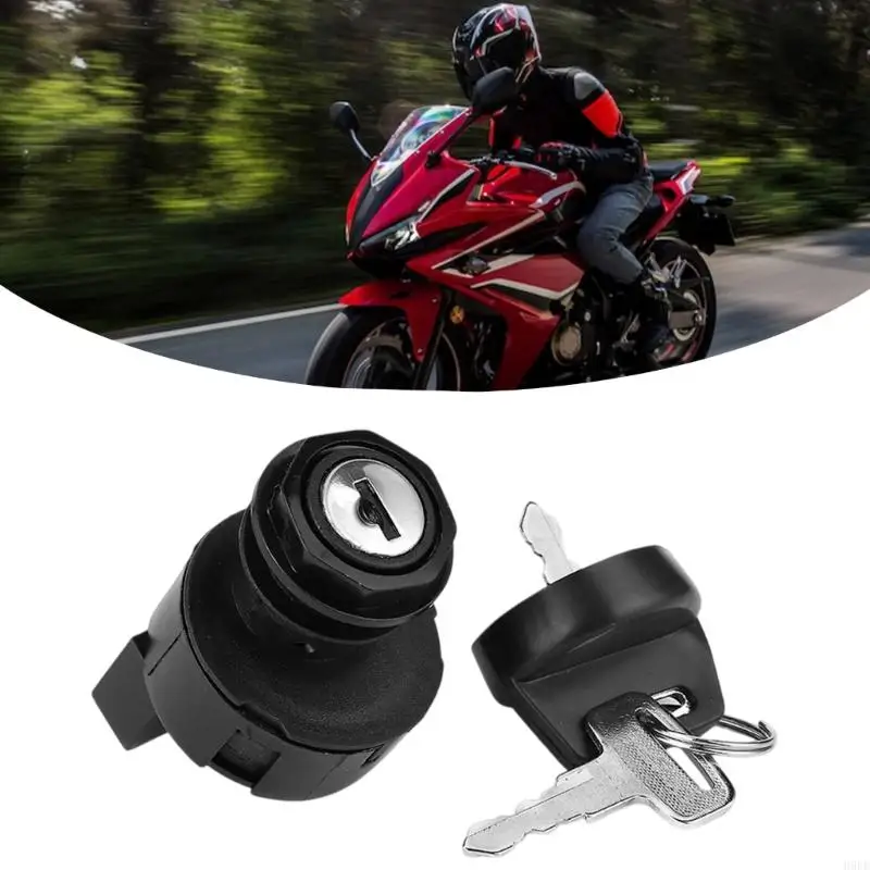 UTV Motorcycle Start Lock 6 Pin 3 Position, Black ABS Metal Housing with Two Keys for Vehicle Start Control Repair and H9EE