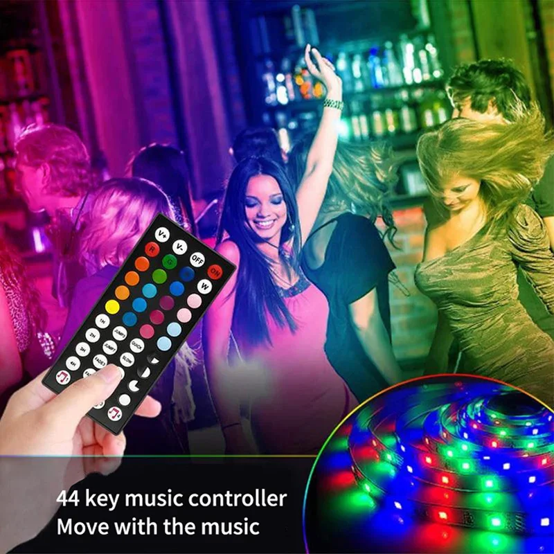 12V RGB LED 44key Controller Music Bluetooth-Compatible Smart Control Double Output LED Dimmer Controller for RGB Strip Lights