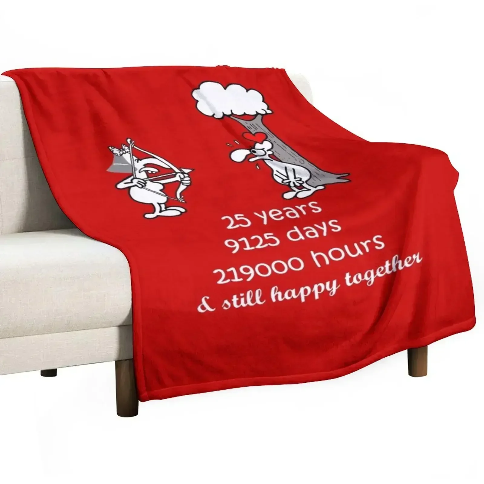 25th Wedding Anniversary Funny Gift For Husband Wife 25 Years Together 25th Year Of Marriage Humorous Couple Match Throw Blanket