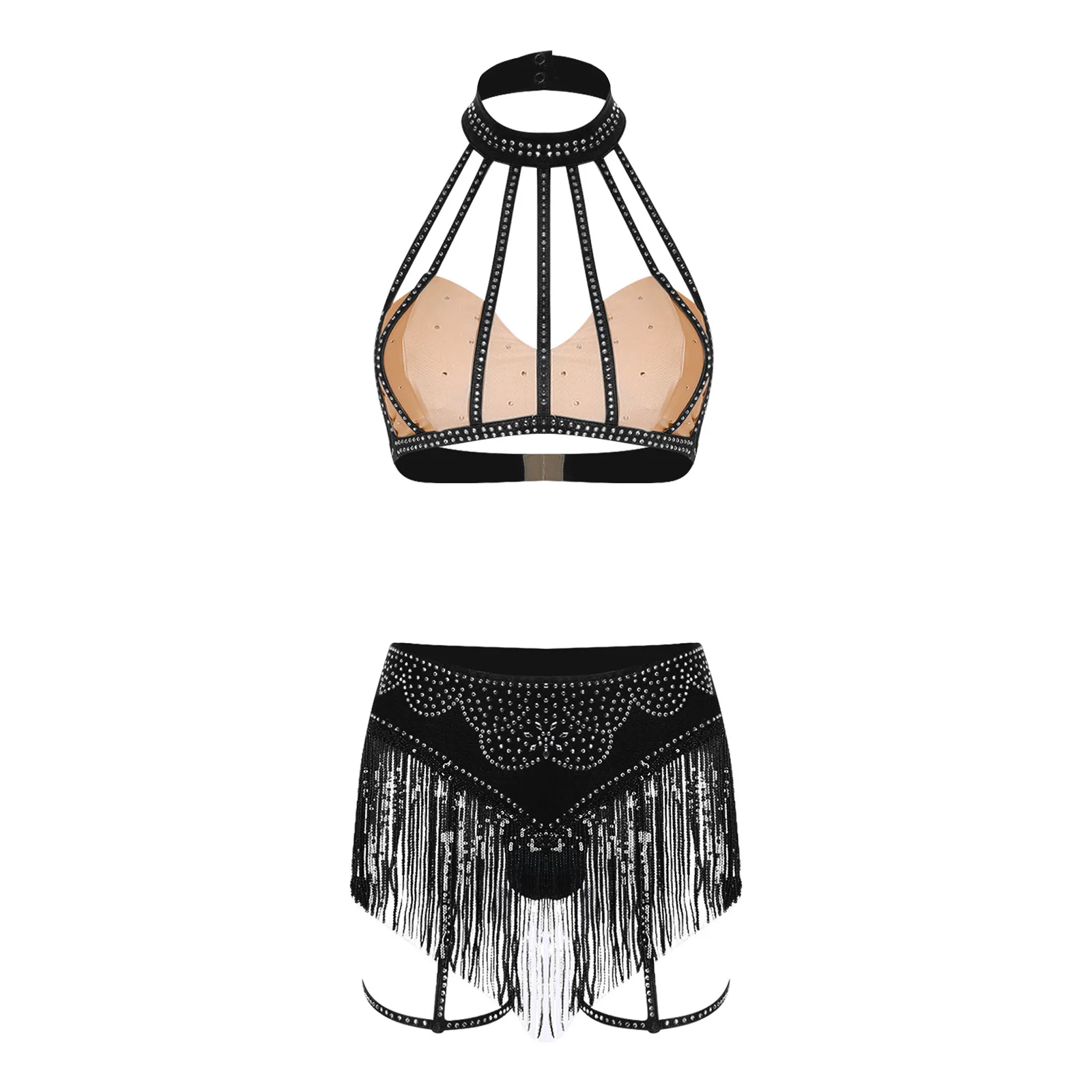 Women Belly Dance Costume Oriental Indian Belly Dancing Wear Clothing Set Sexy Halter Dancewear Music Festival Club Raves Outfit