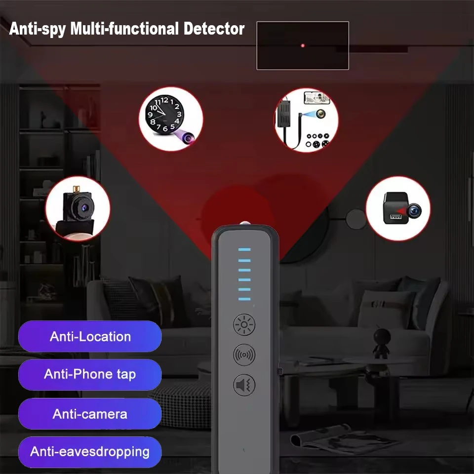 Latest High Sensitivity Anti Spy Detector Hidden Camera Finder RF Signal Magnetic GPS Tracker Detector for Car Hotel Travel Home