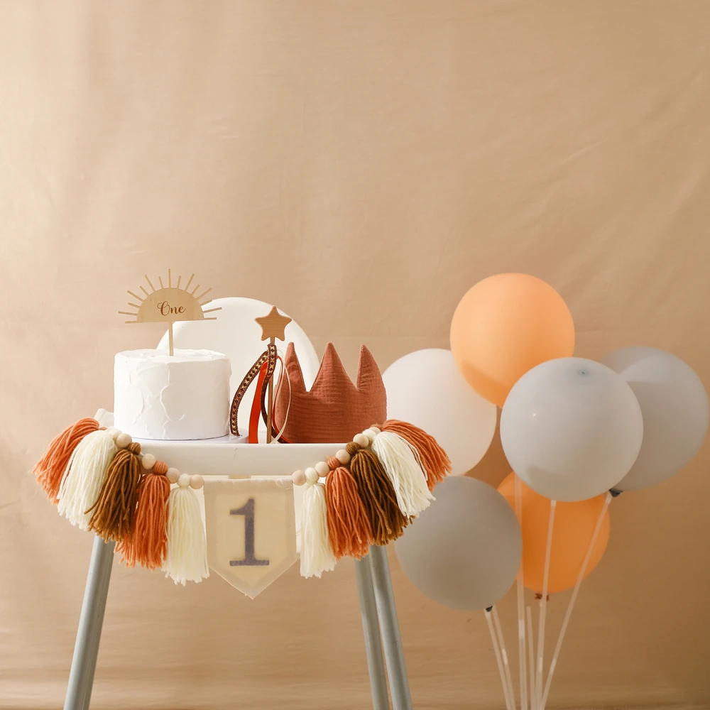 Decoração de festa de aniversário de bebê, adereço com borla para recém-nascidos e conjunto de chapéu, fotografia de bbay, acessórios comemorativos, presente de festa infantil