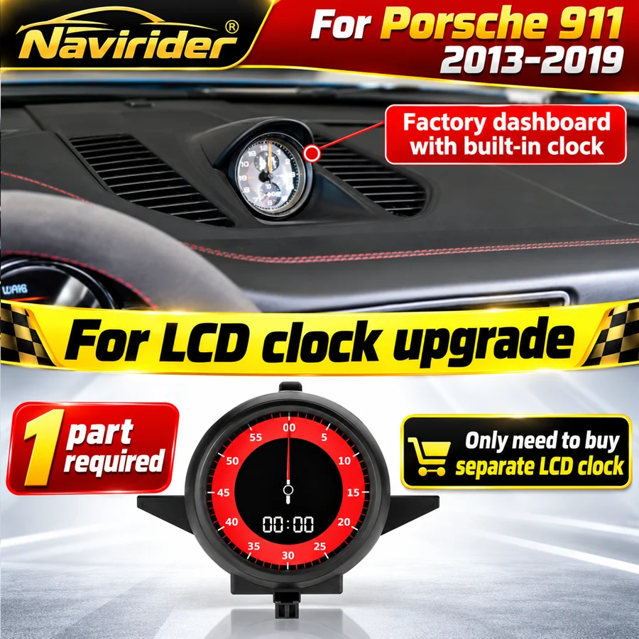 Interior Dashboard Central Clock For Porsche 911 Upgrade LCD Car Stopwatch Time Electronic Meter