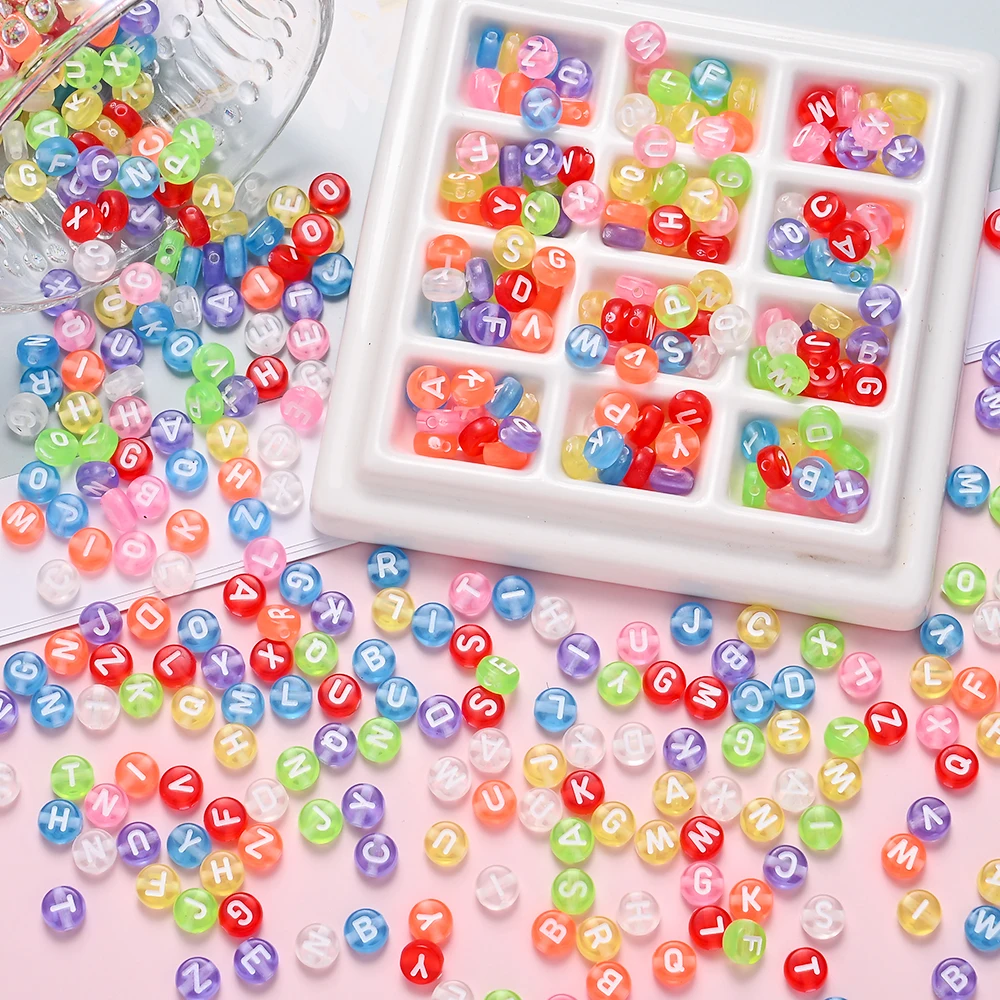 100-800 Stück Klare Acryl-Alphabetperlen Bunte Buchstaben-Abstandsperlen für Armbänder, Halsketten, Schmuck, DIY-Bastelzubehör – Detail 5