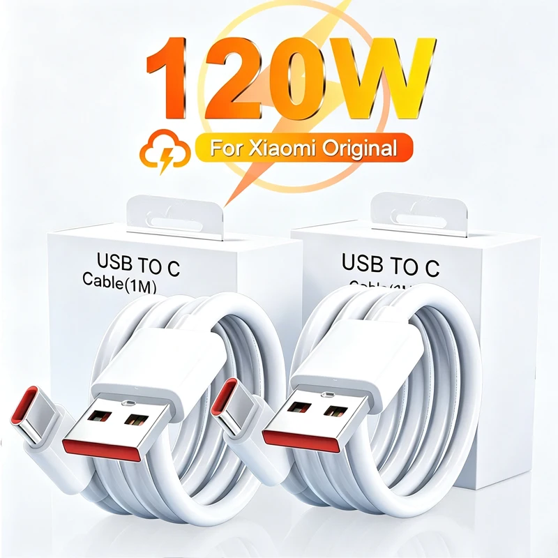 Cabo de Carregamento Rápido Super Turbo 6A Original para Carregador Xiaomi 120W, Cabo USB Tipo C para Mi 15 14 13 Redmi K80 Poco