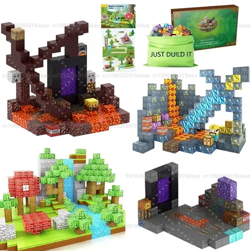 마그네틱 빌딩 블록 광산 월드 큐브 자석 월드 세트, 소년 소녀, 아이 나이 3 + DIY 모델, 어린이 스템 감각 장난감 선물 