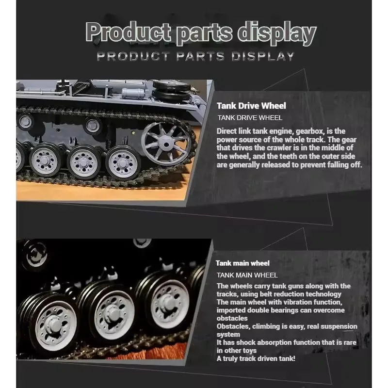 2.4G Heng Long 1/16 TK7.0 RTR RC Model czołgu Plastikowy niemiecki czołg zdalnie sterowany Panzer III L 3848