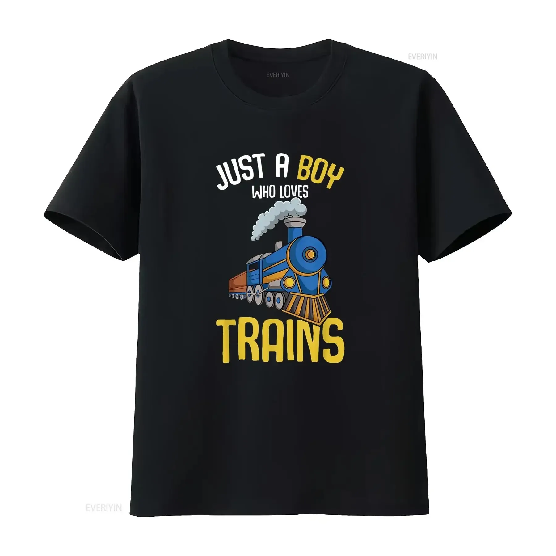 

Just a Boy who loves Trains Locomotive Train Toddler Kids T Shirt vintage Washed Versatile Unisex Top For Everyday Wear
