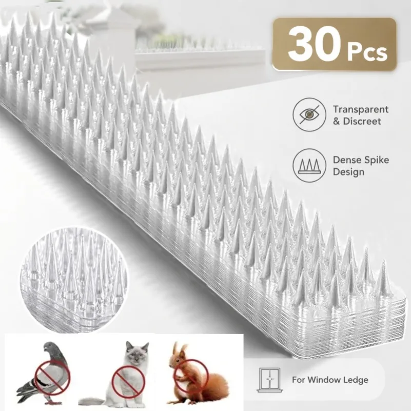 30 Peças Espinhos Repelentes de Plástico Transparentes para Gatos, Pássaros, Pombos e Esquilos, para Controle em Cercas de Jardim