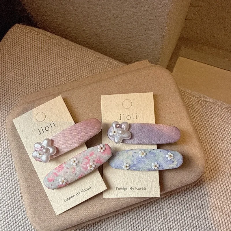 

Новая заколка для волос в корейском стиле: нежная розовая с цветочным узором, универсальная заколка-невидимка для боковых прядей