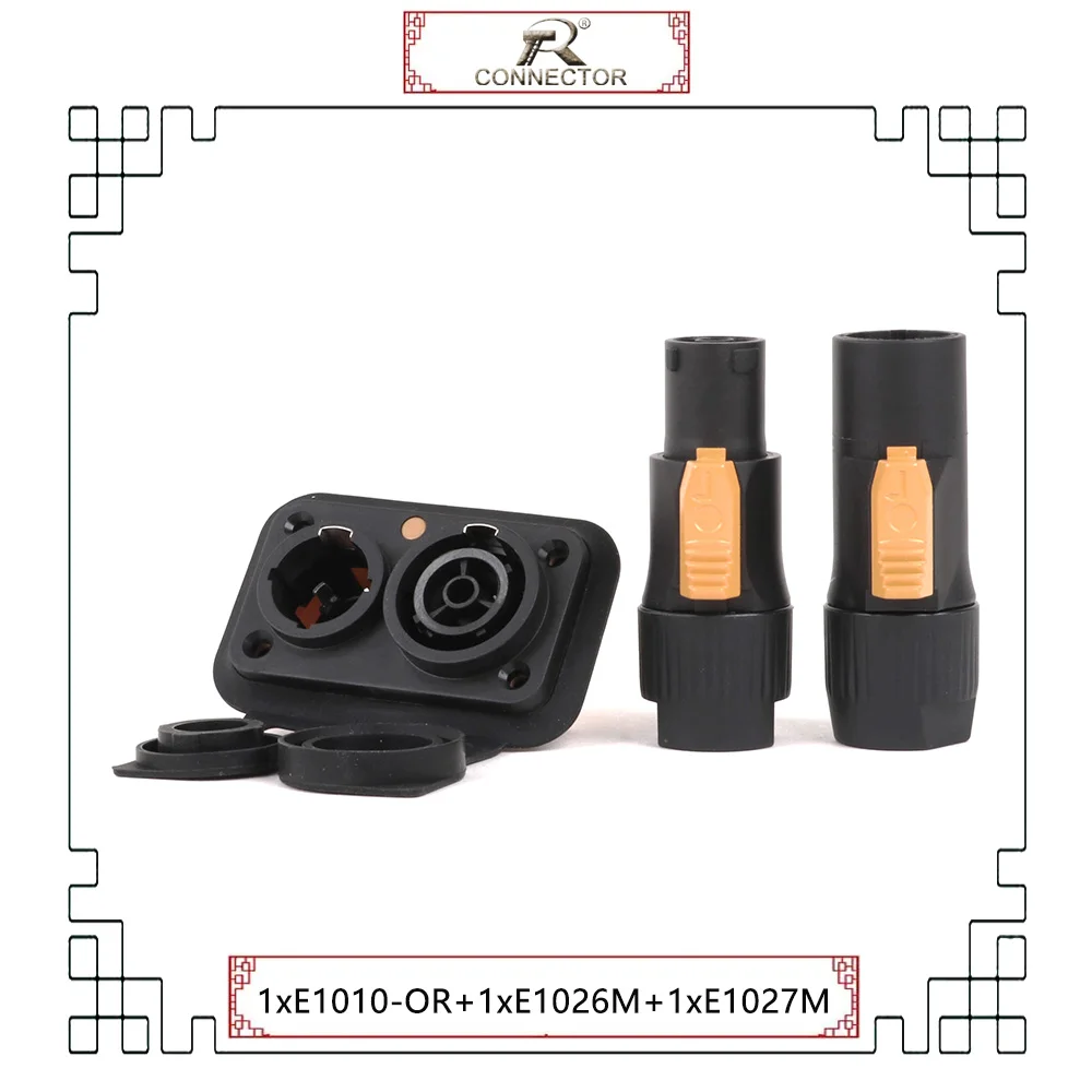 Powercon Male/Female True Locking Connector NAC3FX-WP IP65 Coupler Panel Mount Jack Socket LED Screen 250V 16A Siamese Socket