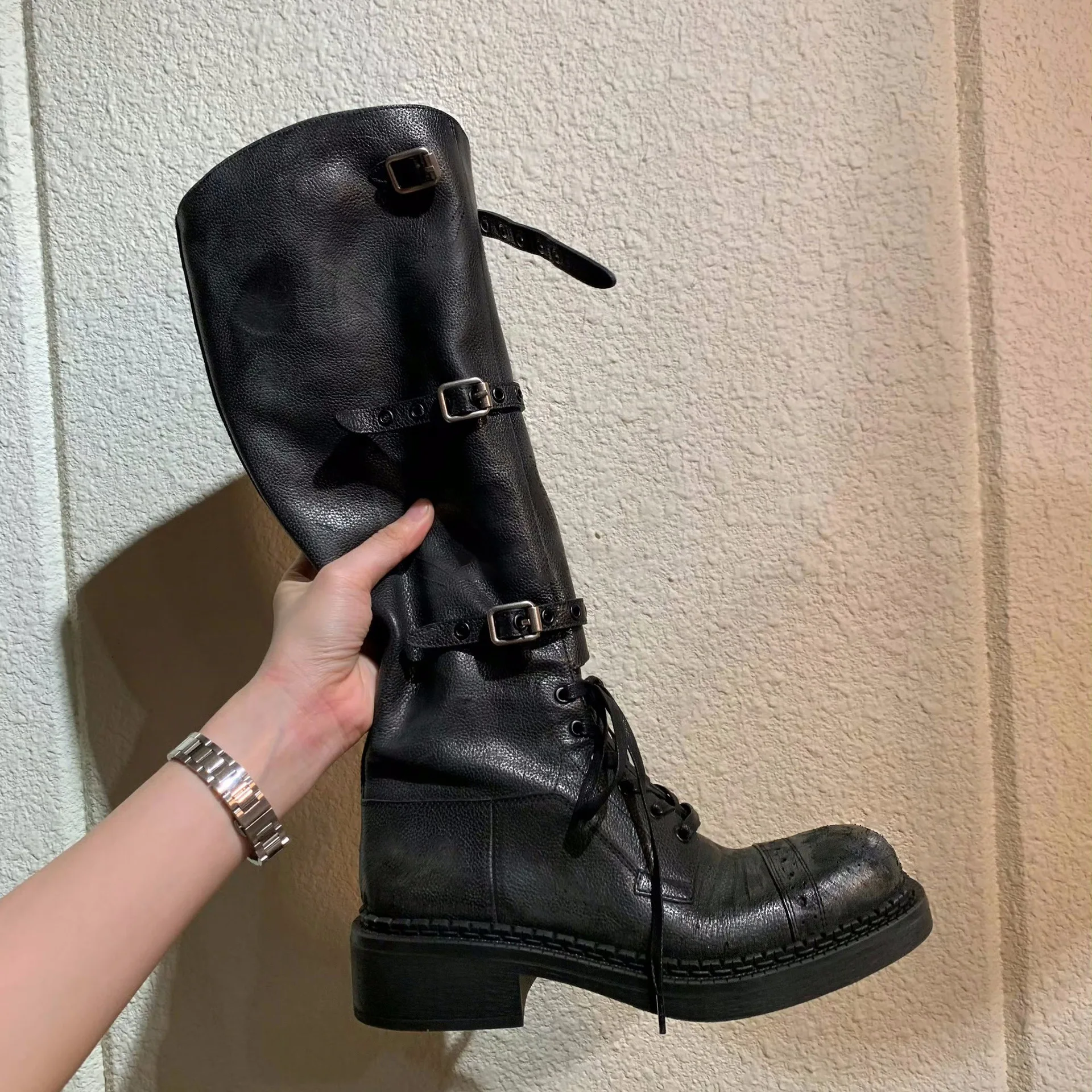 

Рыцарские сапоги, длинные сапоги в стиле ретро, новинка 2025, женская обувь, высокие сапоги, расширенные длинные сапоги, женская обувь