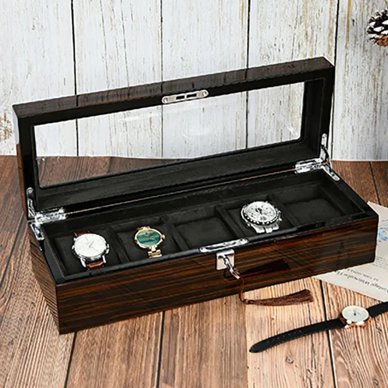 Wood Watch Box Organizer Transparent Skylight Watch Boxes Storage Case Mechanical Wrist Watches Display Collection Accessories