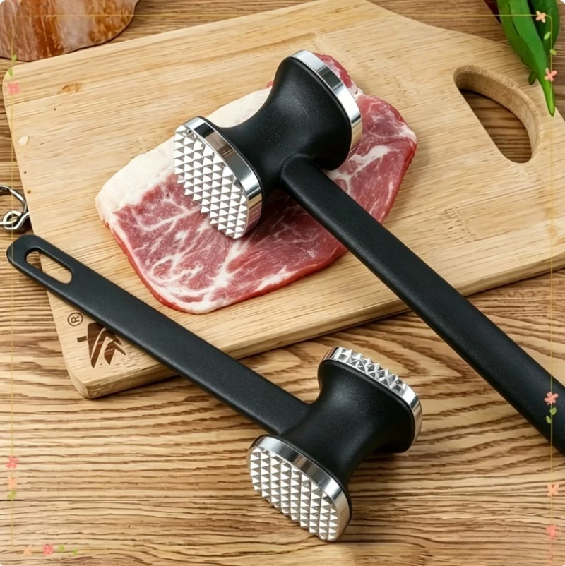 Heavy Duty Kitchen Meat Tenderizer Hammer, Stainless Steel Head with Rubber Grip-for Effortless Pounding&Tenderizing,Mallet Tool