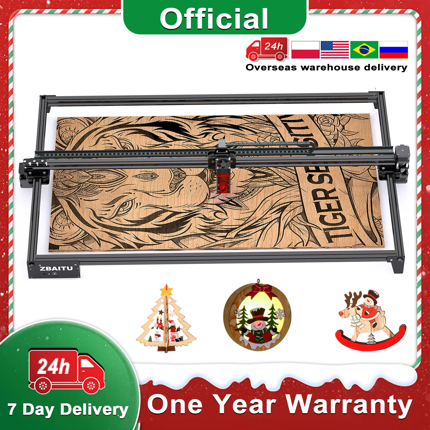 10W Wireless Laser Engraver Cutter Wood Cutting Engraving Machine Router, ZBAITU 81x46CM