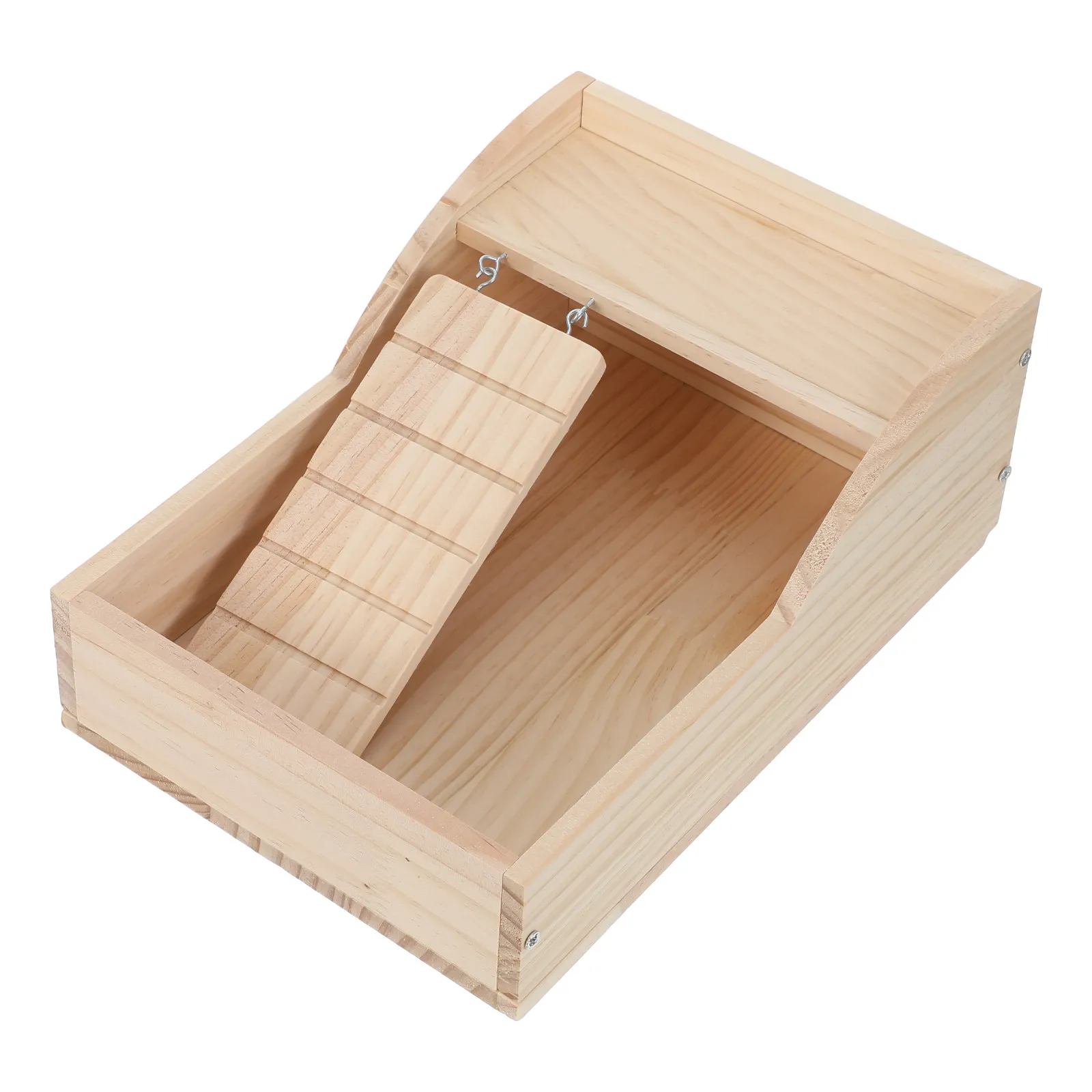 Hamster Sand Bath Container Natural Wooden Small Animal Shower Bathtub Climbing Ladder Gerbil Sand Digging Box Cage Accessories