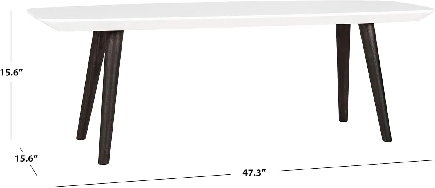 Home Collection Mesa de centro moderna de mediados de siglo Josiah, color blanco y marrón oscuro