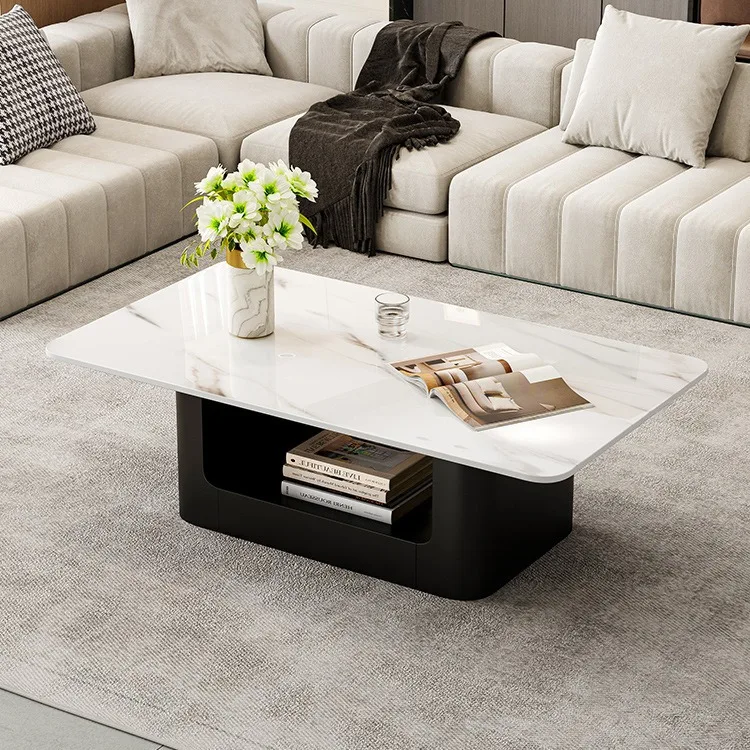 Rectangular rock slab coffee table, living room household small apartment modern light luxury minimalist Italian