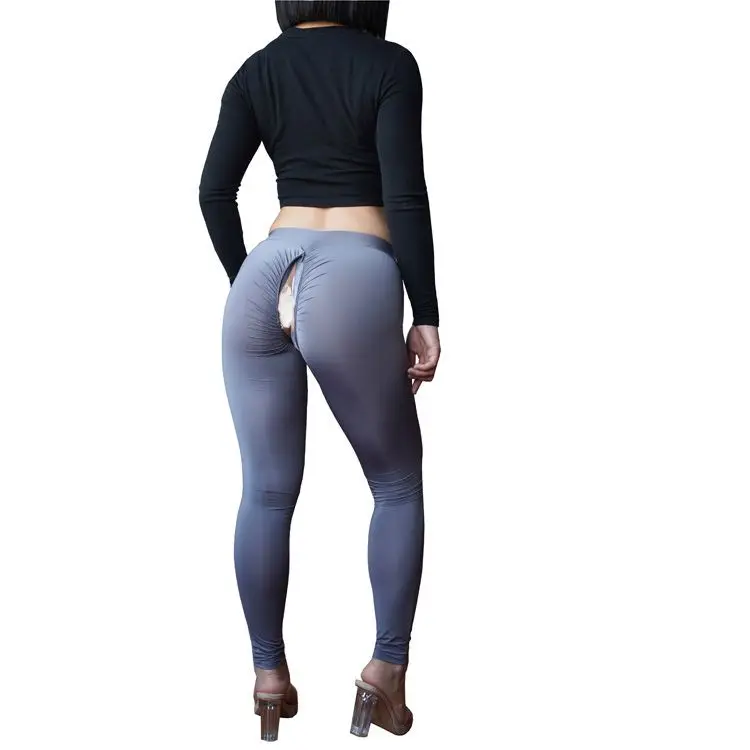 Invisible Zipper Open Crotch Leggings Women Sexy Gym Sports Tight Pants Trousers