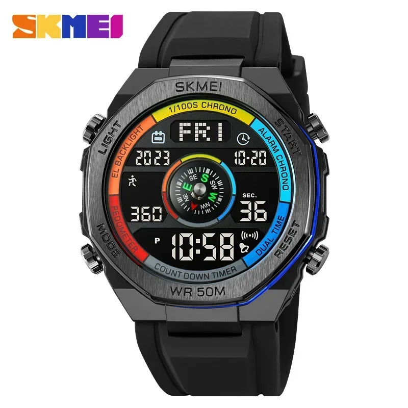 SKMEI Sports Electronic Watch Men\'s Outdoor Sports Compass Electronic Watch Multifunctional Waterproof LED Watch 2209