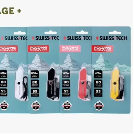 SWISS TECH Mini Pocket Knife Folding Keychain Unpacking Knives Outdoor EDC Knifes Utility Box Cutter with Portable Rope Lanyard