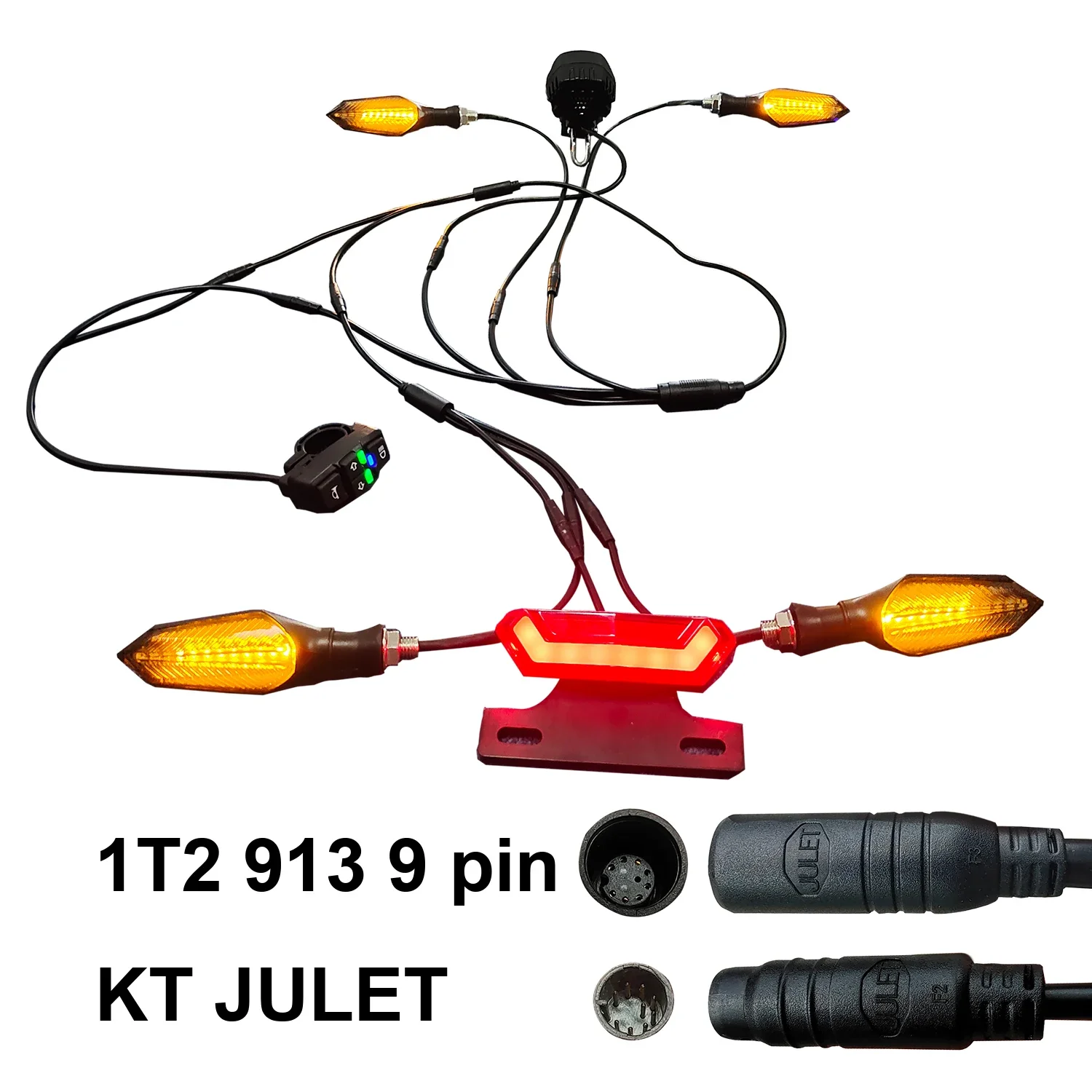 EBKE Electric Bicycle Tricycle Waterproof Cable Light Kit Front Rear Flashing Dynamic Turn Signals 36V 48V 52V 60V For BBS KT