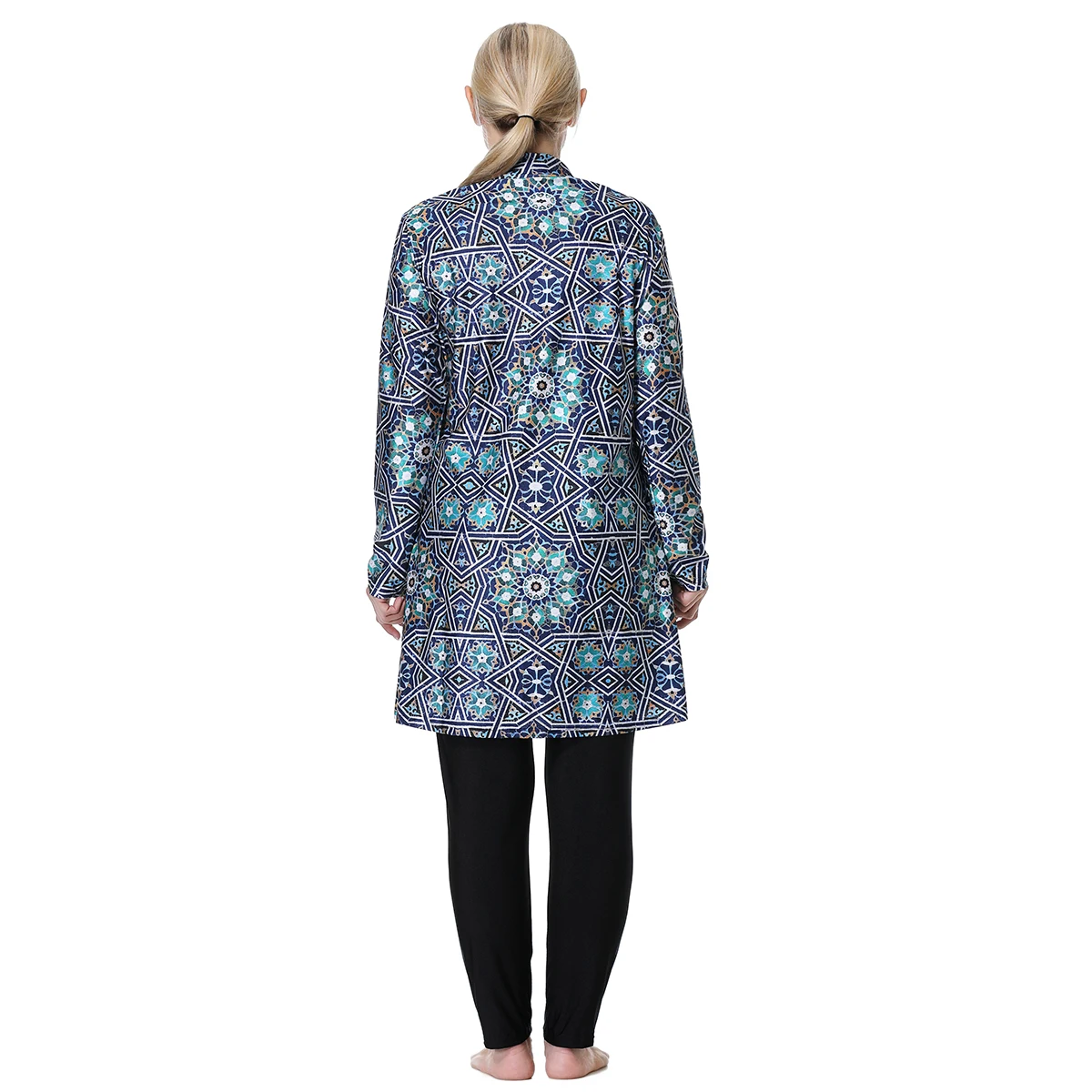 Afbeelding 6: H1024 Moslima's Volledige Bedekking Lange Mouwen Burkini Driedelige Plus Size Geprinte Zwemkleding Set