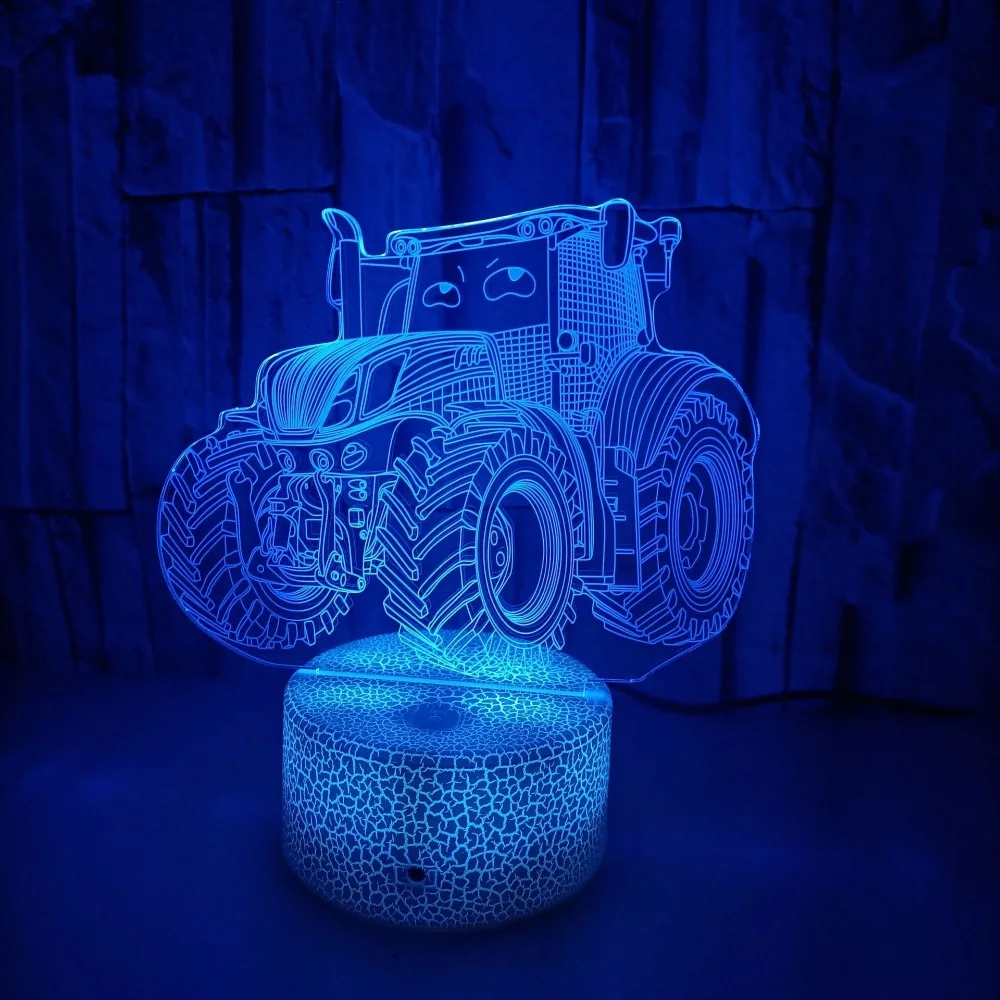 Nighdn 3D Illusion Lamp Tractor Night Light Touch 7 Color Changing Acrylic Desk Lamp for Kids Bedroom Decoration Birthday Gift