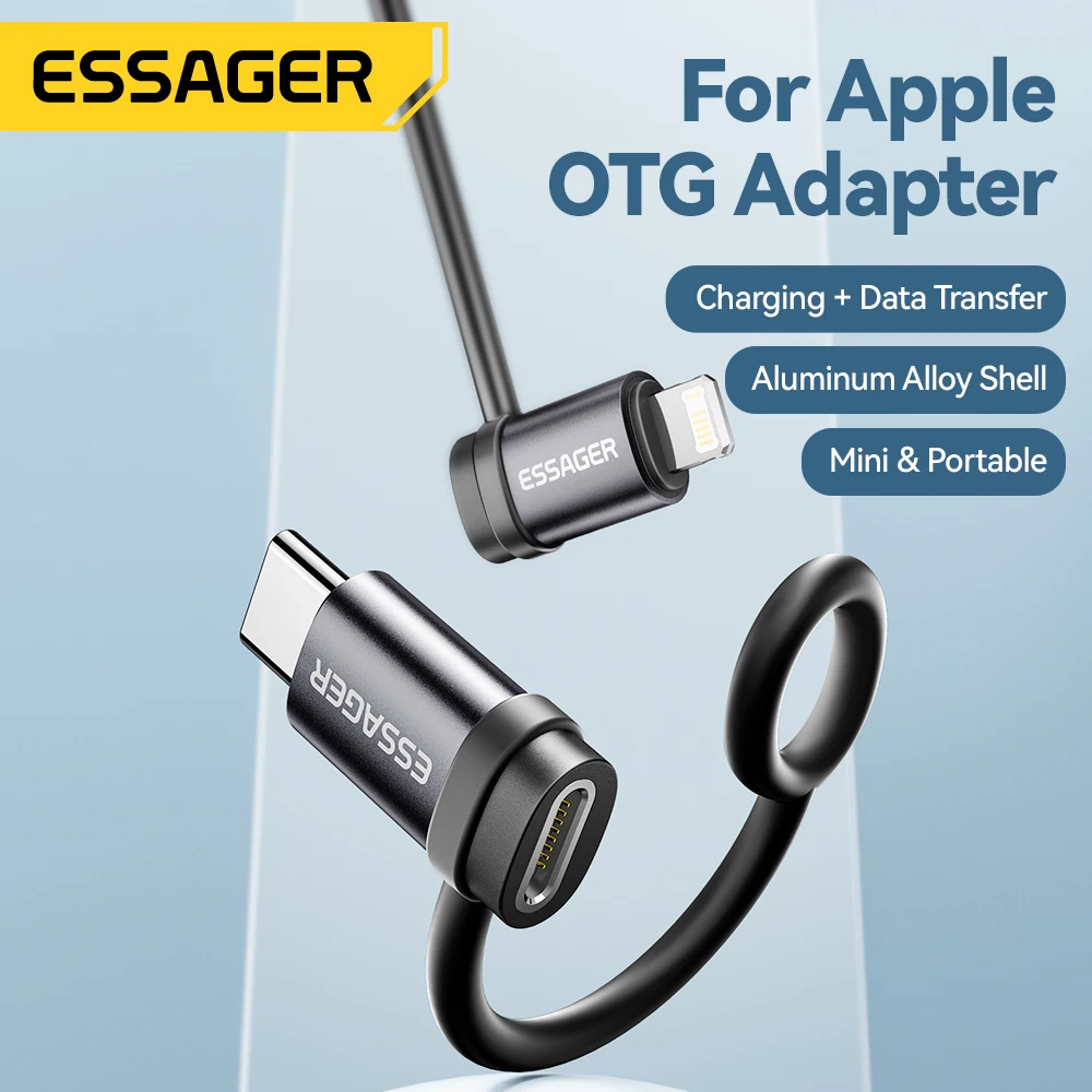 Essager الإضاءة إلى نوع C محول 3A شحن سريع IOS أنثى إلى نوع-C ذكر موصل آيفون 15 14 13 برو آي باد محول