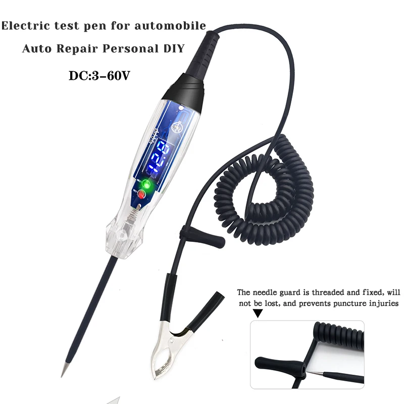 

Automotive Test Light 3-60V DC Digital LED Ciruit Tester Auto Bidirectional Voltage Tester Electric Test Pen