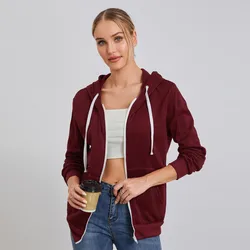 Wpnaks Frauen Reiß verschluss Hoodies Frühling Herbst Kleidung Langarm einfarbig klassische Passform Sweatshirts Jacken Streetwear Tops