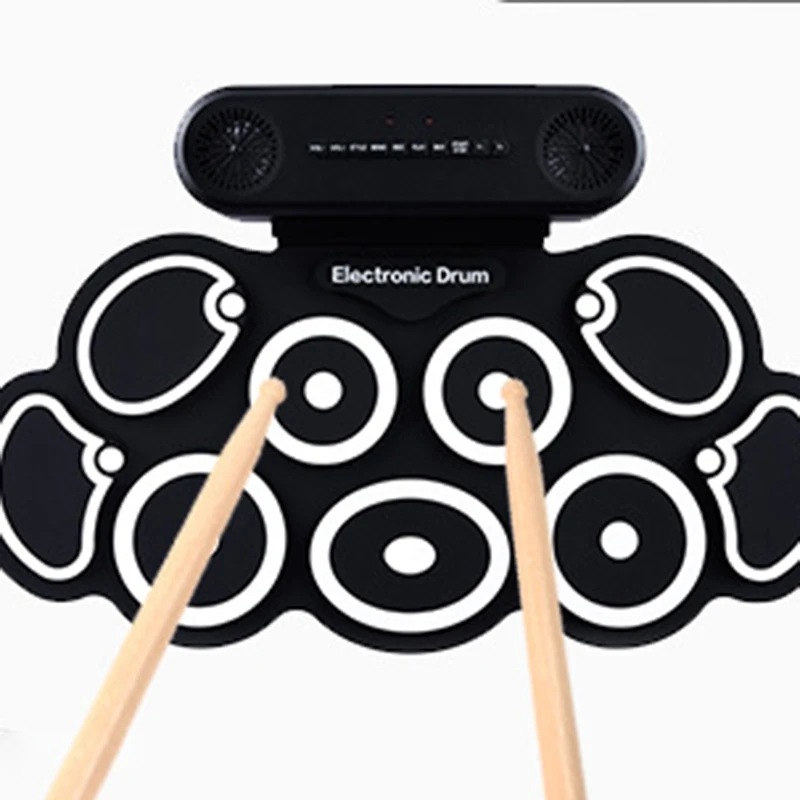 Foldable Electronic Drum Portable Hand Roll Electric Drum Kit Professional 9 Pad Jazz Drums Beginners Percussion Instrument